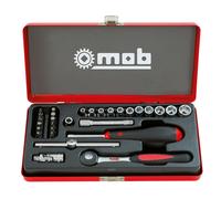 Coffret 1/4 29 pièces douilles 6 pans et cliquet rond MOB