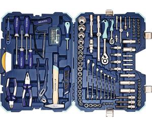 Coffret d'outils à douille et d'outils à main, 131 pièces, avec clés mixtes de 4 à 32 mm et de 8 à 19 mm