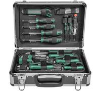 Coffret d'outils Brüder, 90 pièces - ensemble d'outils complet dans un coffret en aluminium à 4 niveaux - comprenant des pinces, des tournevis, une liquet réversible et un testeur de tension |