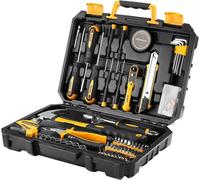 Coffret d'outils DEKO, 100 pièces, idéal pour un usage domestique, ensemble d'outils de bricolage général avec coffret en plastique – Noir