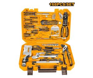 Coffret d'outils - INGCO - 168 pièces - Complet - 40 embouts & 9 douilles - Ruban 3 m & niveau 225 mm