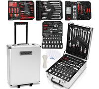 Coffret d'outils ISOISL, 1031 pièces, comprenant des roulettes, une poignée télescopique, des profilés en aluminium, un ensemble d'outils pour la maison, la voiture, l'atelier et le garage, avec acces