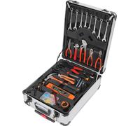 Coffret d'outils - Jeu d'outils à main combinés - 187 pièces - Acier au carbone chromé - Valise à roulettes - 4 compartiments - Pour la réparation automobile et les travaux ménagers