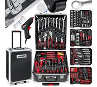 Coffret d'outils MASKO® de 1400 pièces, en aluminium, avec roulettes, fonction trolley, qualité professionnelle