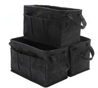 Coffret d'outils pliable, lot de 3, en toile cirée noire, dimensions : 35 x 20 x 20 cm