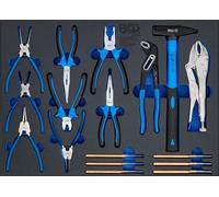 Coffret d'outils pour atelier, 3/3 : ensemble de marteaux, pinces et extracteurs de goupilles, 17 pièces.