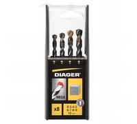 Coffret duo de 8 forets béton cylindrique MEGA D. 3, 4, 5, 6, 7, 8, 9, et 10 mm - 256C - Diager