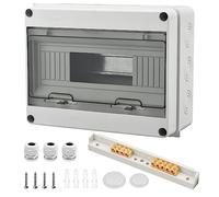 Coffret Electrique Etanche Exterieur IP65, 12 Modules avec Terminaux et Rails Intégrés Boîte à Fusibles Distributeur en Saillie, Boite de Boitier Armoire de Contrôle, avec Porte Transparente