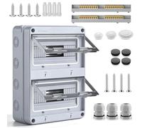 Coffret Electrique Etanche Exterieur IP65: Boîte De Distribution Exposée 24 Voies, Tableau Electrique 2 Rangées Avec Bornes En Laiton, Tableau Electriquen Etanche Pour Jardins, Extérieur