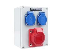 Coffret Electrique Etanche Exterieur, IP67 Prise Exterieure Etanche avec 2× Prises Schuko 220V 16A et Prise CEE 5P (3P+N+T) 16A, Boîtier de Prise électrique Mural pour Usage Extérieur et Intérieur