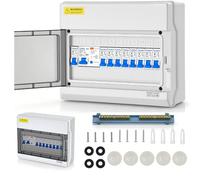 Coffret Électrique Etanche IP65, Tableau de Distribution avec Disjoncteur Différentiel 125A pour Garage, Atelier, Maison, Caravane, 2xC16A 3xC10A 4xC6A