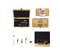 THE CONCEPT FACTORY - KV7391, Coffret en Bambou pour Vin avec 5 Accessoires Indispensables, Élégant et Pratique pour Dégustation, Taille: Compact, Couleur: Marron