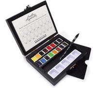 Coffret En Bois De 16 Demi-Godets Aquarelle Fine - Sennelier