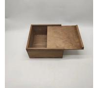Coffret en bois massif - 20 x 20 x 10 cm - Coffret en bois avec couvercle coulissant, tiroir en bois avec couvercle, coffret décoratif en bois pour bijoux, photos et souvenirs, accessoire de décoratio