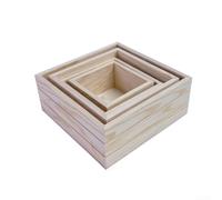 Coffret en Pin Naturel 4 Niveaux Décoration Maison | 4 plateaux inclus, pin naturel , pour idéal succulentes, style rustique, décoration intérieure