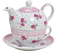 Coffret en porcelaine. Set de théières Rose