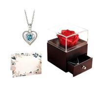Coffret Eternelle de Roses avec Bijoux,Rose Éternelle avec Collier Cœur Élégant,Coffret Cadeau Femme pour Anniversaire, Mariage,Saint-Valentin,Fête des Mères et Noël