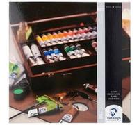Coffret expert en bois de 24 tubes peinture à l'huile Van Gogh avec accessoires