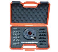 Coffret fraise universelle avec 7 couteaux profilés avec limiteurs pour bois tendre meubles de cuisine et portes MW-Tech FK100X40-50 D30 ST