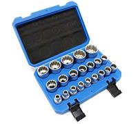 Coffret Jeu de Douilles 1/2" (12,7mm) 21-pcs Douze pans 8-36mm Cannelure Embouts ynamométrique