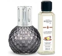 MAISON BERGER - Coffret Lampe Berger Disco - Diffuseur Catalytique - Action Anti-Odeurs & Parfum d’Intérieur - Recharge 250 ML Incluse - 9 × 9 × 12,6 cm (Gris)