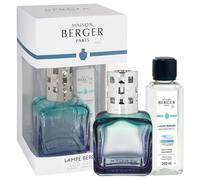 Coffret lampe Berger Glaçon Turquoise-Bleue diffuseur à catalyse + 250ml Vent d'Océan - MAISON BERGER PARIS