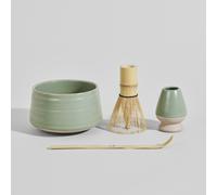 Coffret matcha en céramique verte et bambou 12x7.5x12cm Vert