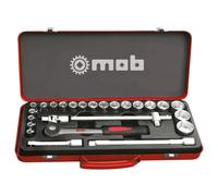 Coffret métallique 1/2" 25 pièces 6 pans cliquet rond Mob 998001