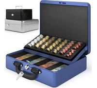 Coffret Monnaie Acier - ACROPAQ - Professionnelle - 30x25x9cm - 2 clés - Compartiments améliorés