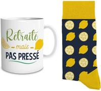 Coffret Mug ceramique et Chaussettes Assorties - Retraité et Pas Pressé -