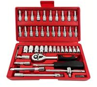 Coffret outil polyvalent Jeu De Clés À Cliquet Jeu De Douilles De 1/4 Pouces 46 Pièces Kit D'outils Mécaniques Pour La Réparation Automobile Domestique Avec Mallette De Rangement