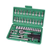 Coffret outil polyvalent Jeu D'outils De Réparation Automobile Jeu De Douilles De 1/4 Pouces ynamométrique À Cliquet Kit D'outils Combinés Outil À Cliquet Et Étui 46 Pièces