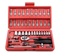 Coffret outil polyvalent Kit D'outils Réparation Jeu Douilles 1/4 Pouces Outil Réparation Automobile ynamométrique À Cliquet Kit D'outils Domestiques Outils Manuels 46 Pièces