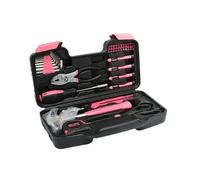 Coffret Outils 39 pièces Kit Bricolage Ménage Maison Multi-usage Réparation Manuel Mallette Compacte Pinces Acier Carbone Rose