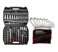Coffret Outils Kraft Muller CRV 171 pièces Douilles, Cliquets, Jeu de 12 Clés à pipe 6 PANS de 8 à 19mm Chrome vanadium Chrome