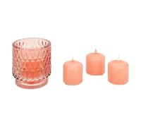 Coffret Photophore & 4 Bougies Oudy 8cm Rose