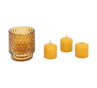 Coffret photophore et 4 bougies "oudy" 7x8cm jaune - Atmosphera créateur d'intérieur