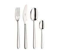 Coffret Pinti Privilege, 24 couverts en acier inoxydable 18/10 – Service pour 6 personnes - fourchette, couteau, cuillère et petite cuillère - Design élégant pour des tables raffinées