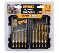 Coffret plastique de 10 forets DEWALT DT50050-QZ HSS Titane Impact Ø 3-3,2-3,5-4-4,5-5-6-8-11-12 mm