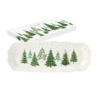COFFRET PLAT A CAKE 37X14 CM EN PORCELAINE FESTIVE TREES