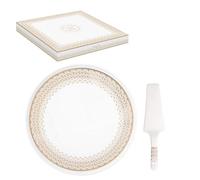 COFFRET PLAT A TARTE Ø 32CM AVEC PELLE EN PORCELAINE FESTIVE