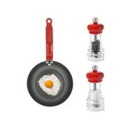 COFFRET POELE RONDE ANTI ADHESIVE CHOC RESTO INDUCTION 20 CM + 2 MOULINS MARLUX - QUEUEFEUILLARD RIVETEE - DE BUYER