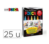 Coffret posca mes premiers marqueurs pointes pc1mc et pc3m coloris assortis 6 unites et 1 livret de 25 ateliers