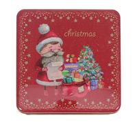 Coffret Présent en Fer de Noël Carré pour Biscuits et Fêtes | Motifs Festifs, Couleurs Vives et Finition Soignée, Stockage Sûr pour Réception et Usage Banquet