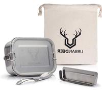 Coffret Reisebox M | 800 ml | Récipients en acier inoxydable haut de gamme - Récipients de voyage et pour l'école - Cloison flexible - Couverts et pochette - Sans BPA ni PVC - Pour les voyages, le bur
