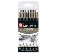 Coffret Sakura Pigma Micron - 6 tailles - Noir