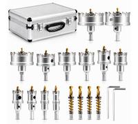 Coffret Scie Cloche TCT Carbure de Tungstène 19 Pièces (19-75mm) M14 | Scie Trépan de Haute Dureté pour Métal Acier Inoxydable 304 Épais Bois Profondeur de Coupe 33mm Professionnelle