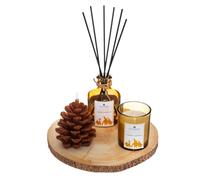 Coffret Senteur sur Plateau Diffuseur de Parfum avec bâtonnets et 2 Bougies - Atmosphera