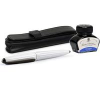 Coffret stylo plume Diplomat Aero blanc avec étui en cuir et recharge d'encre, épaisseur M