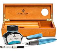 Coffret stylo plume Diplomat Aero turquoise clair avec encre, taille M